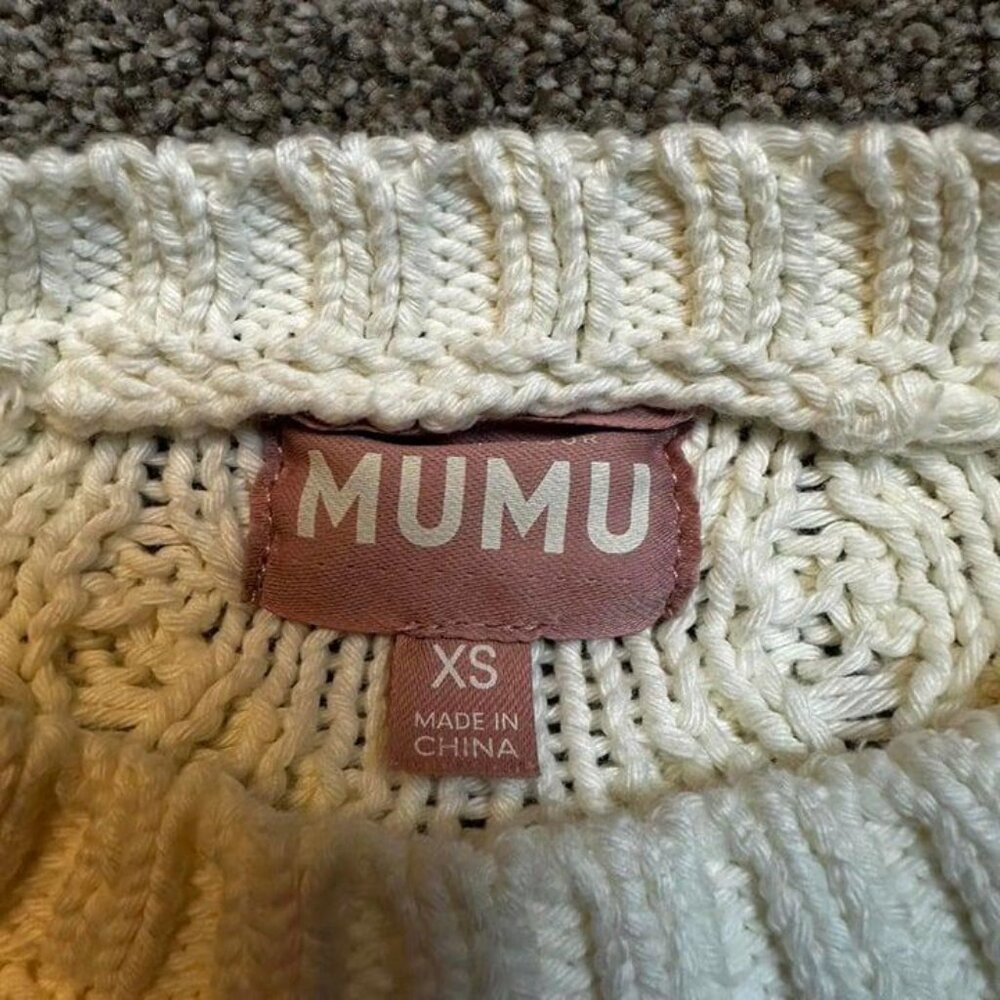 Vintage style coquette chunky cable knit white show me your mumu sweater size XS - Picture 3 of 4